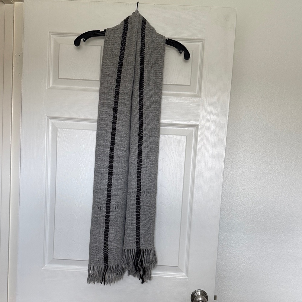 Gray Striped Scarf